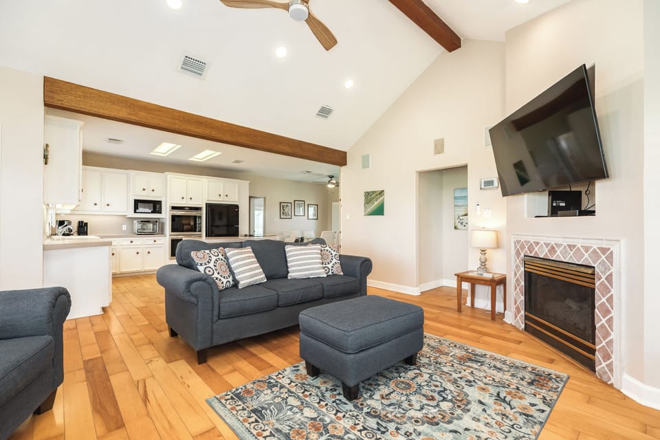 Relax in the cozy living area after a day at the beach