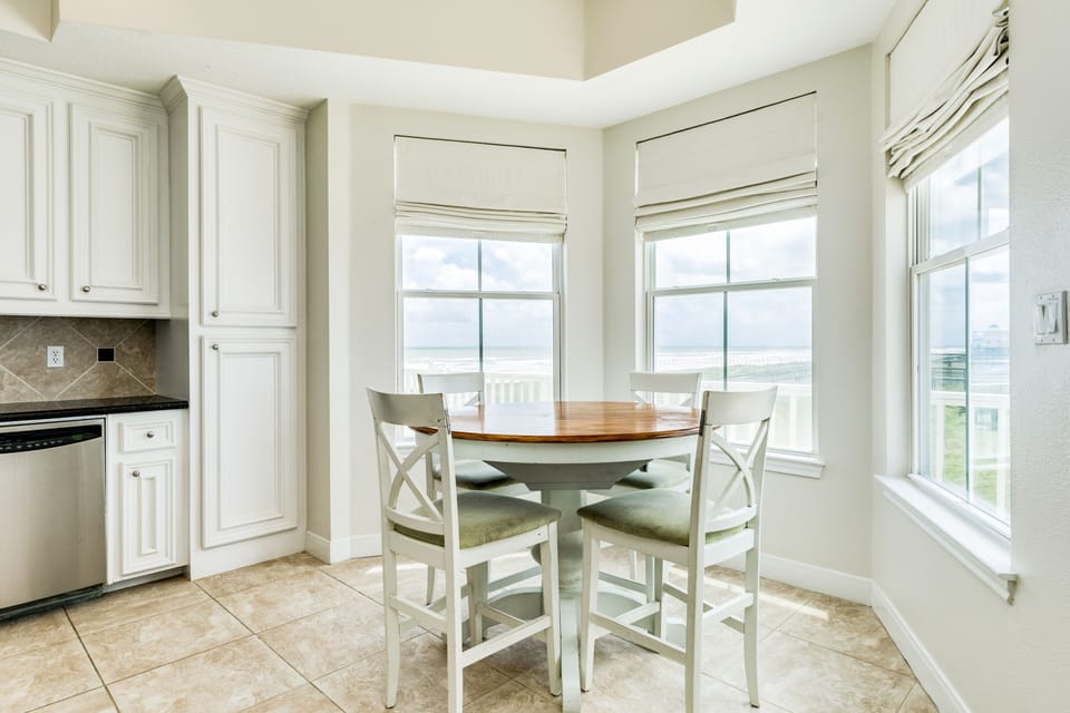 Enjoy quick snacks at the second dining table seating 4