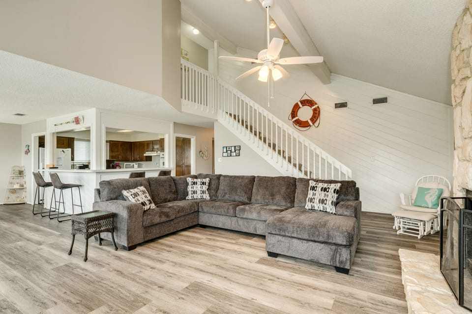 Spread out on the large, comfortable sectional