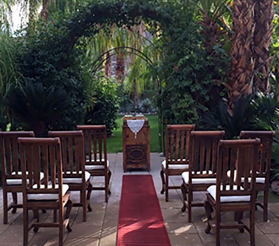 Courtyards and garden areas on the property for small events.