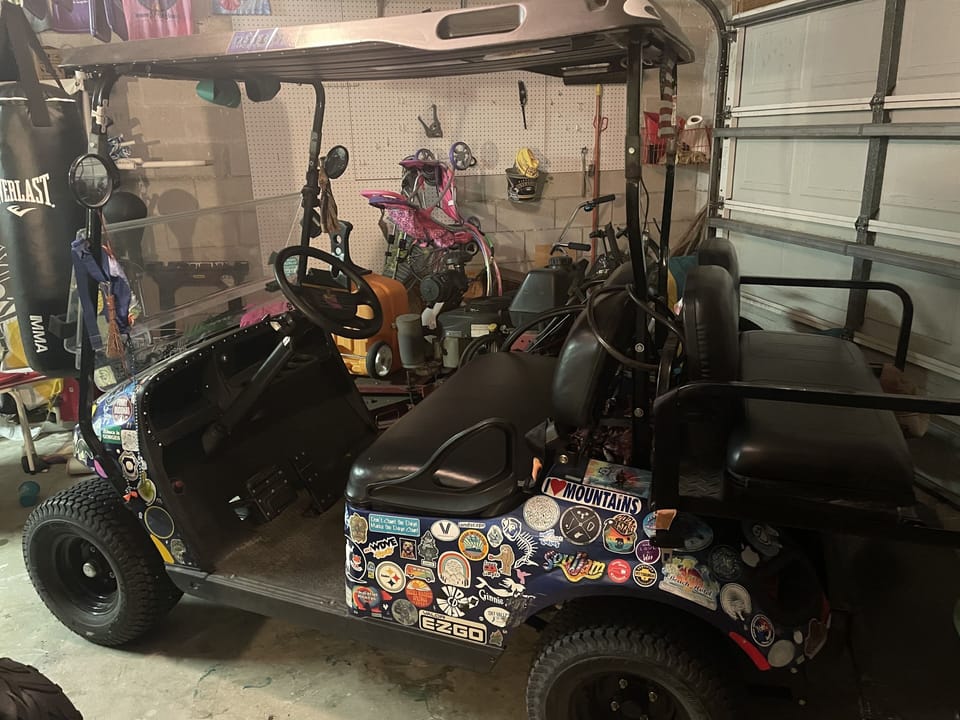 Golf Cart! Free use for 3 hours with 3+ day rental.  $100/day — $30/3 hours.  