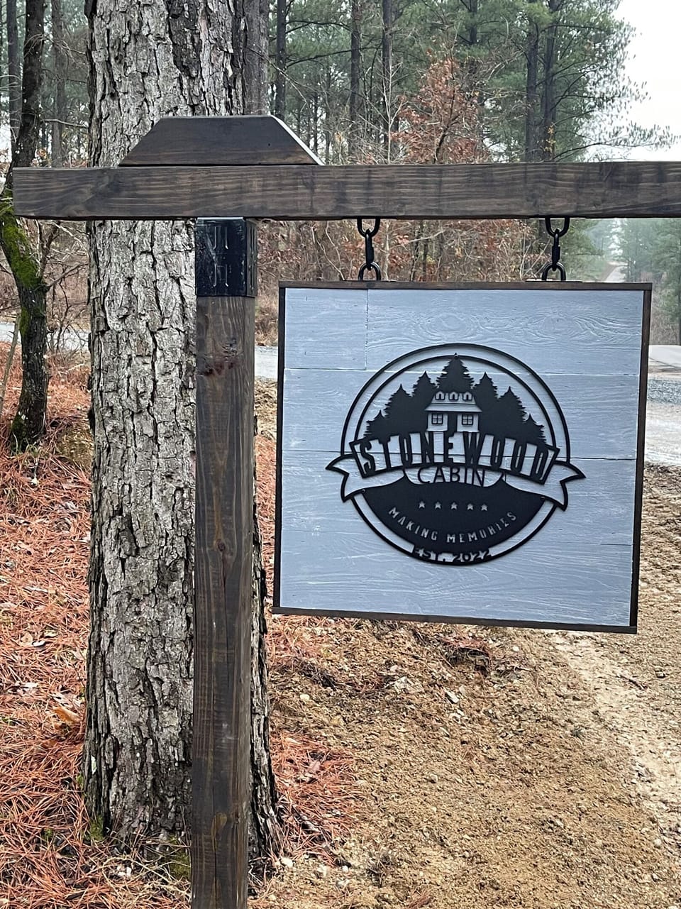 Our custom handmade Stonewood sign....You are HERE!!