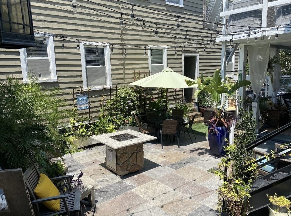 Shared patio with fire pit 