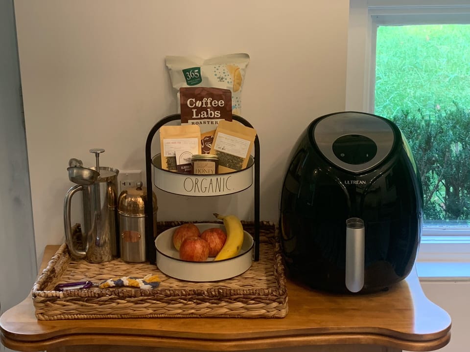 Organic coffee/teas, fruit ,snacks provided at no additional cost