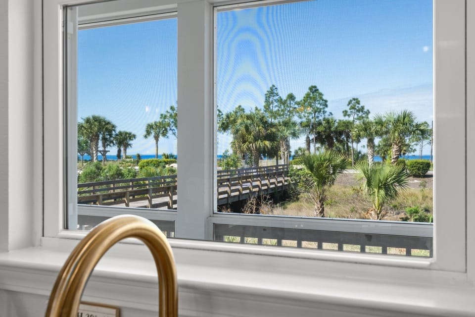 View toward the water over the boardwalk from back window 