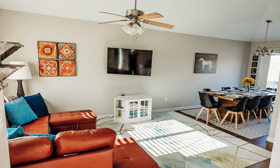 When you walk in the door, you are in the first of two living areas.