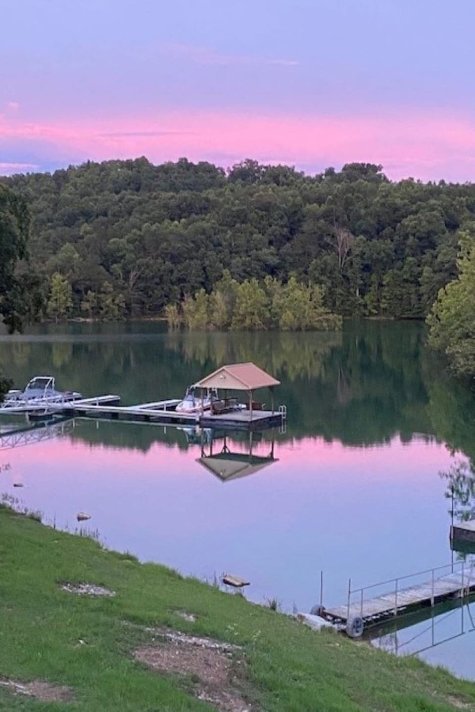 View from front porch at sunset. 