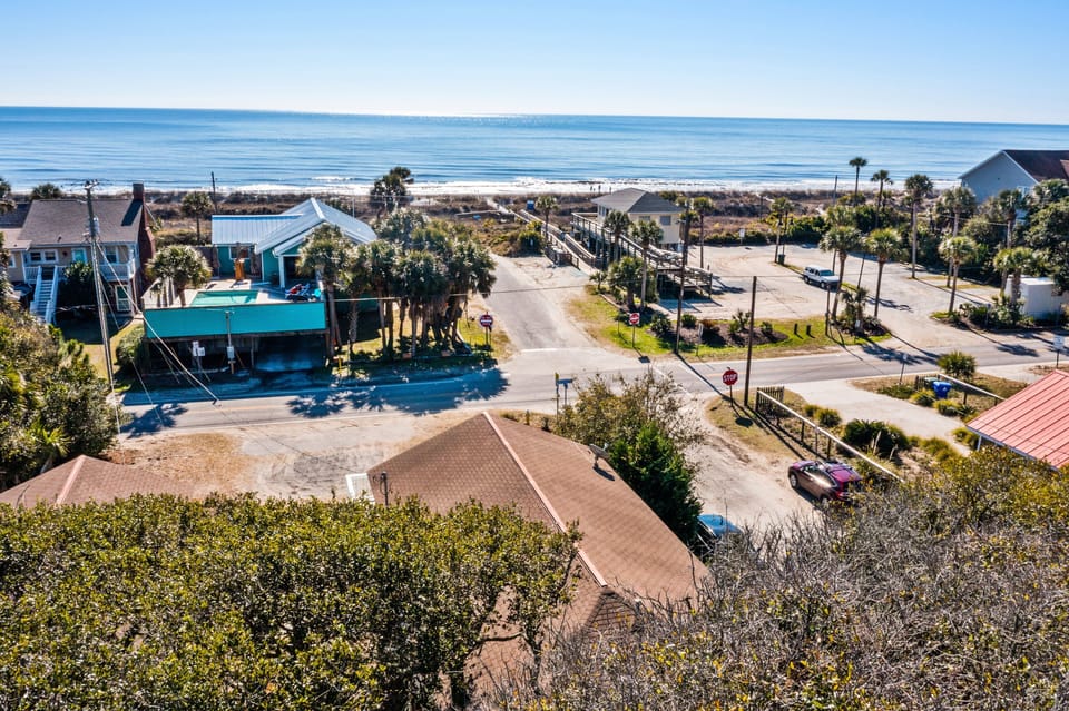 Aerial view with Folly Beach