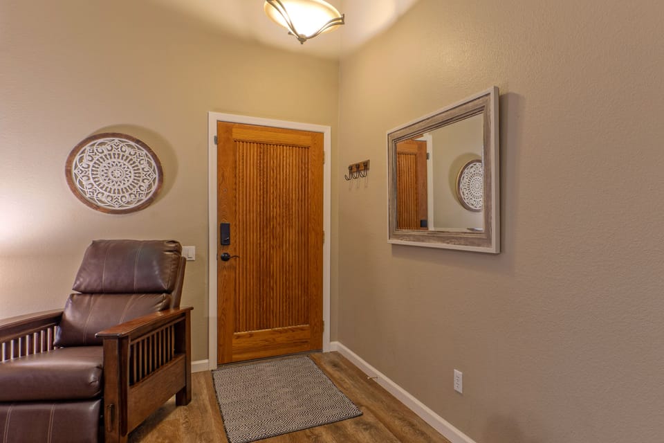 The front entrance into our 4 BR, 2.5 BA home in beautiful and gated Boulder Mountain Highlands.