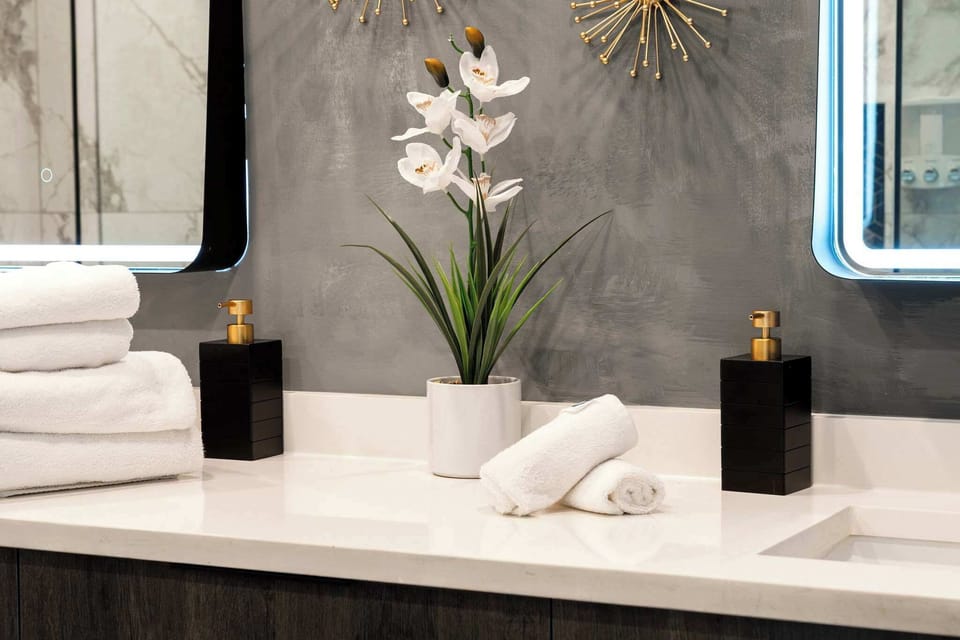 Bright lighting and spotless surfaces.