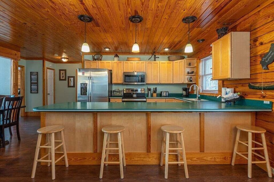 and, there's plenty of room at the counter and dining room for all your friends and family.