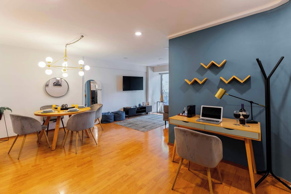 Work comfortably with a dedicated desk and chair.



