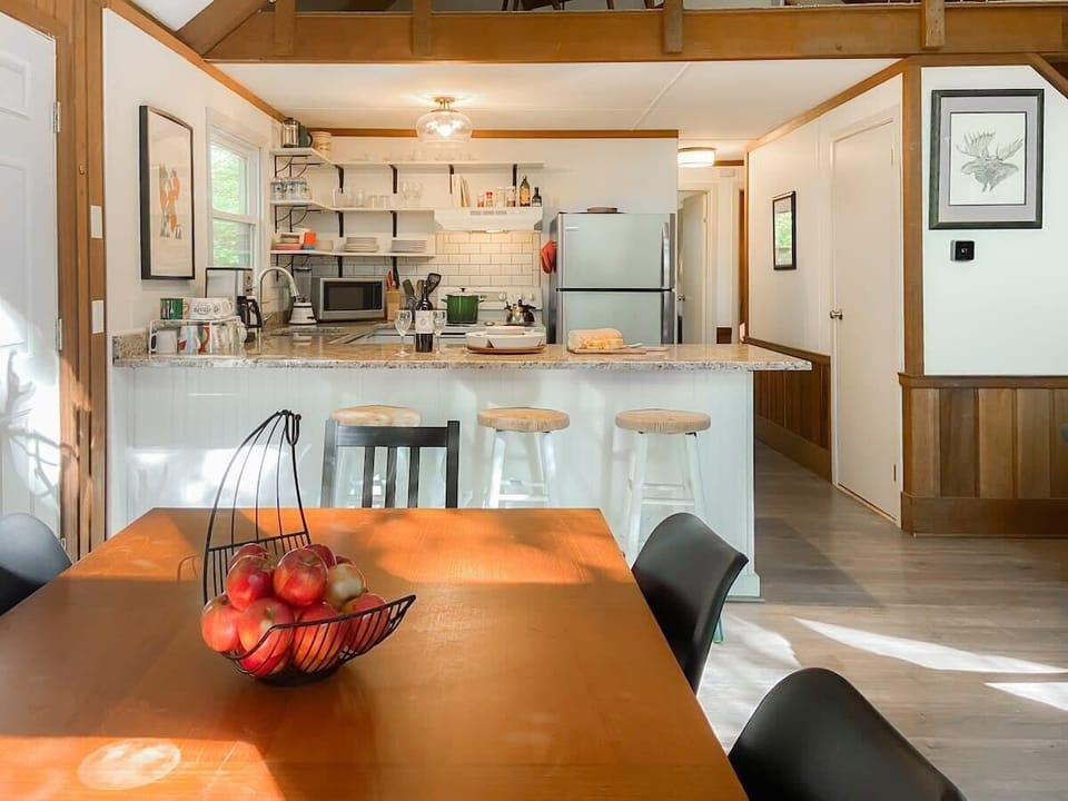 You can cook anything in the well-stocked kitchen with plenty of prep space on the brand new granite counter.  New dishwasher and extra-deep stainless steel sink make clean-up a cinch.