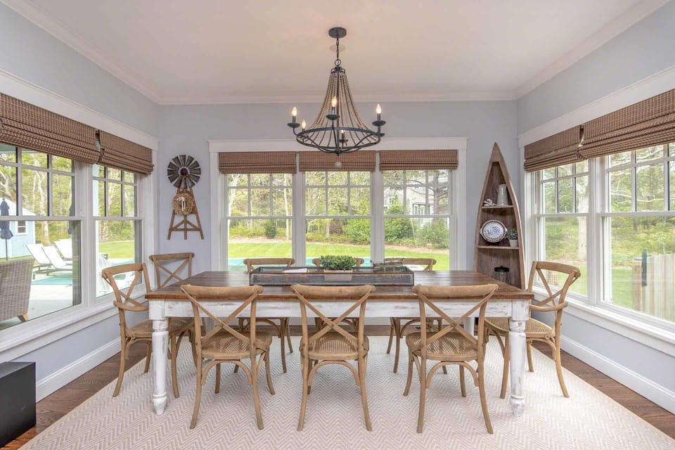 Dining Alcove Seats Eight and Overlooks Pool and Gardens