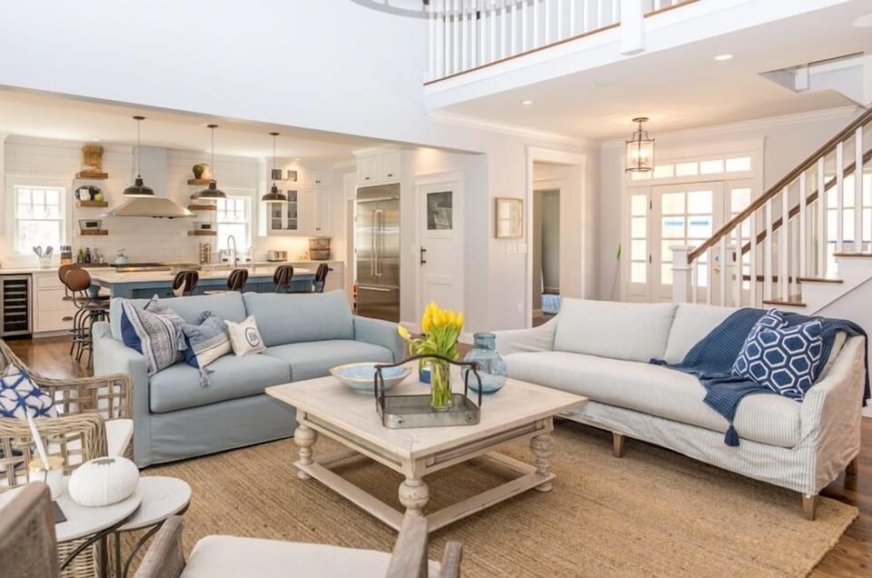 Open Living Area Features Vaulted Ceilings and Open Second Floor Balcony