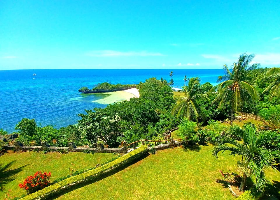 Looking across the garden to the beach.