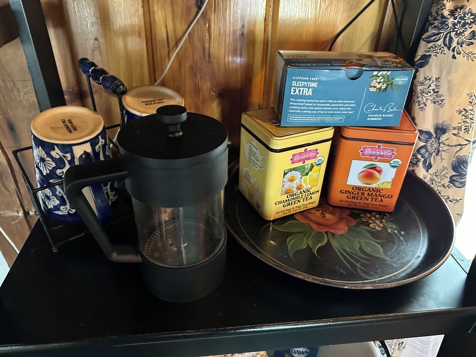 French press, organic coffee & tea
Please bring your own creamer/milk
