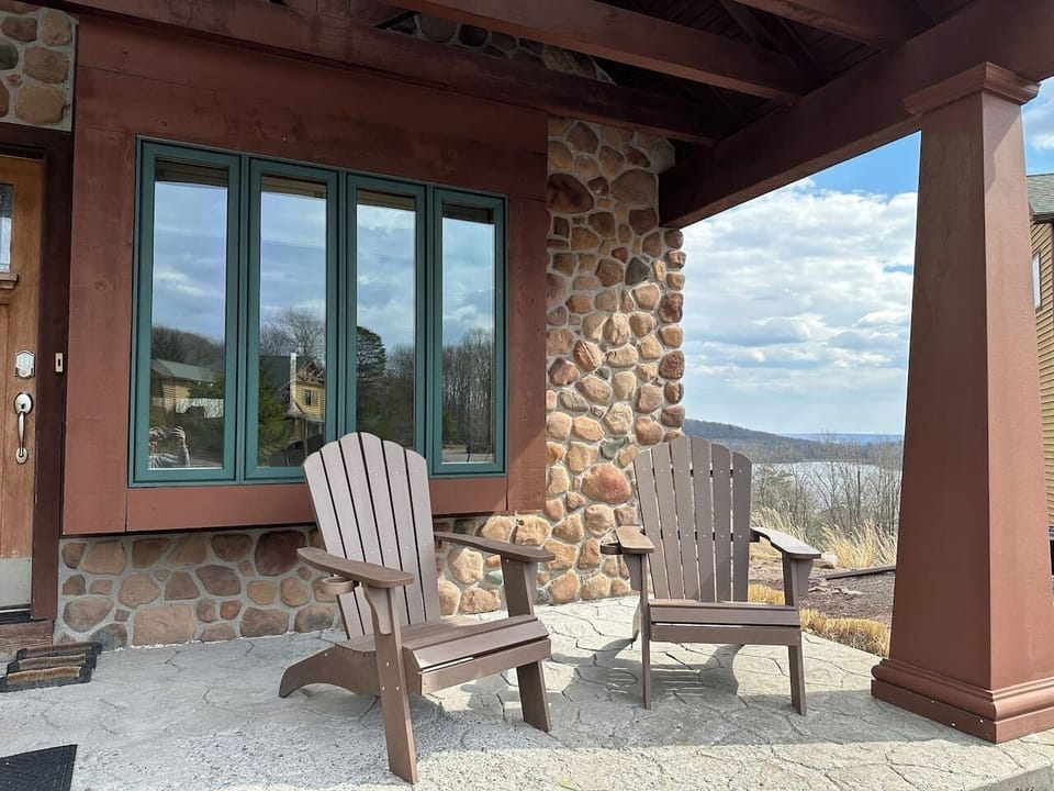 Welcome to Big Boulder Mountain House! • Front Patio of House 2 • Overlooking Boulder Lake • Lake Views in Winter • Mountain Views in Summer