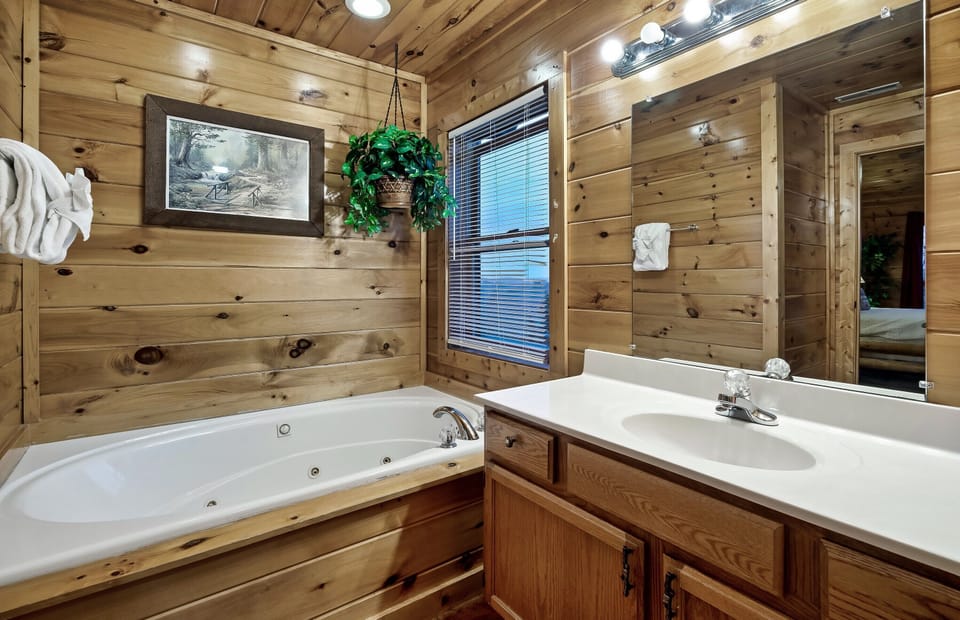 Soak in the jetted tub after a Dollywood day and let your shoulders forget the roller coasters.