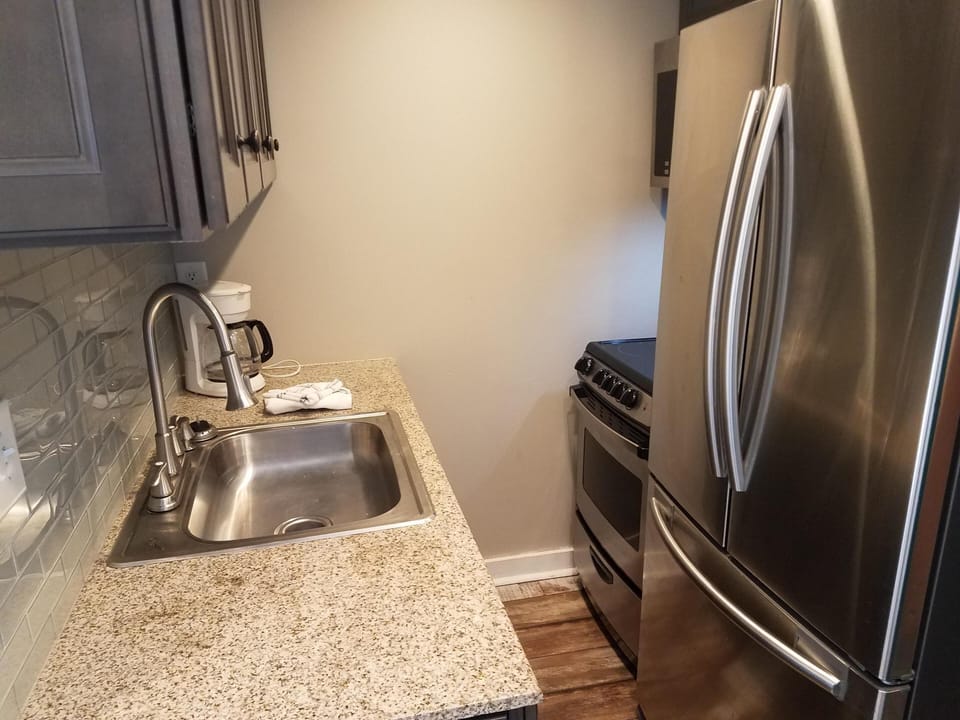 Galley kitchen.