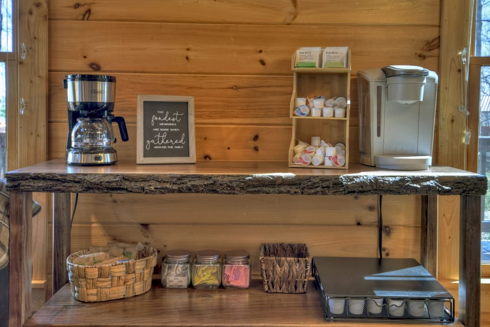 fully stocked coffee bar
