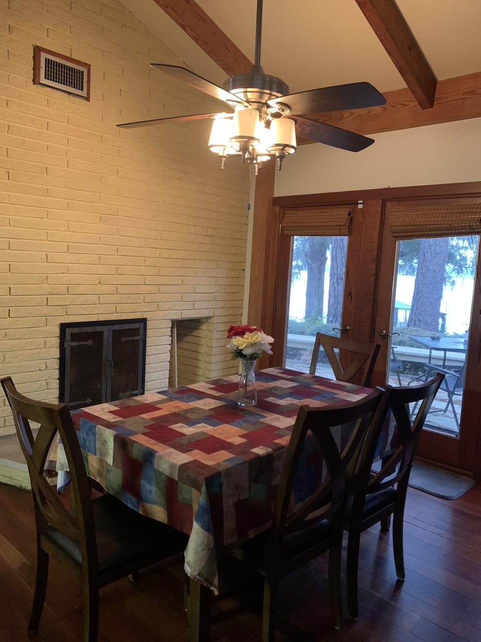 Dining table. Sits 6 (bench is not visible, on the other side).