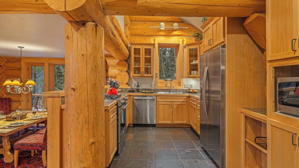 Galley-style kitchen on main level
