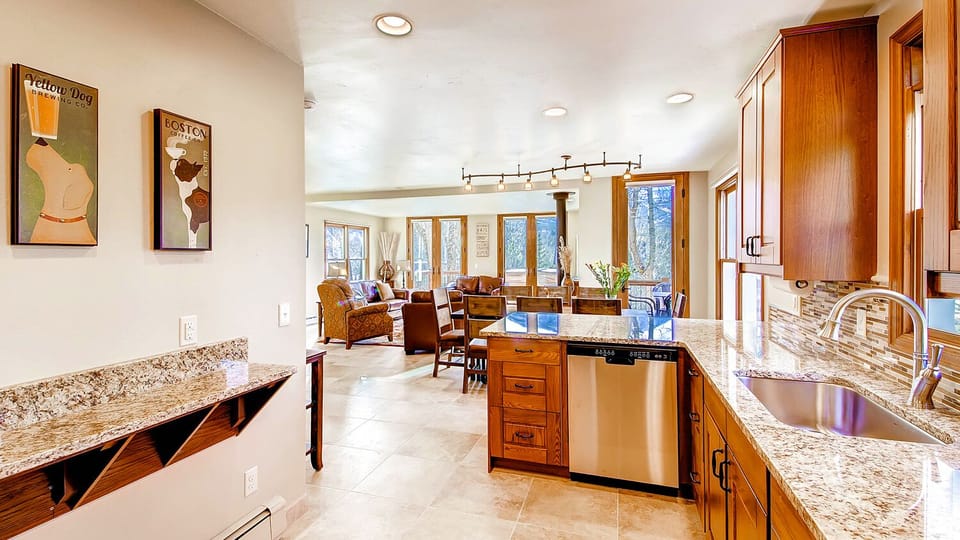 Kitchen view into the great room