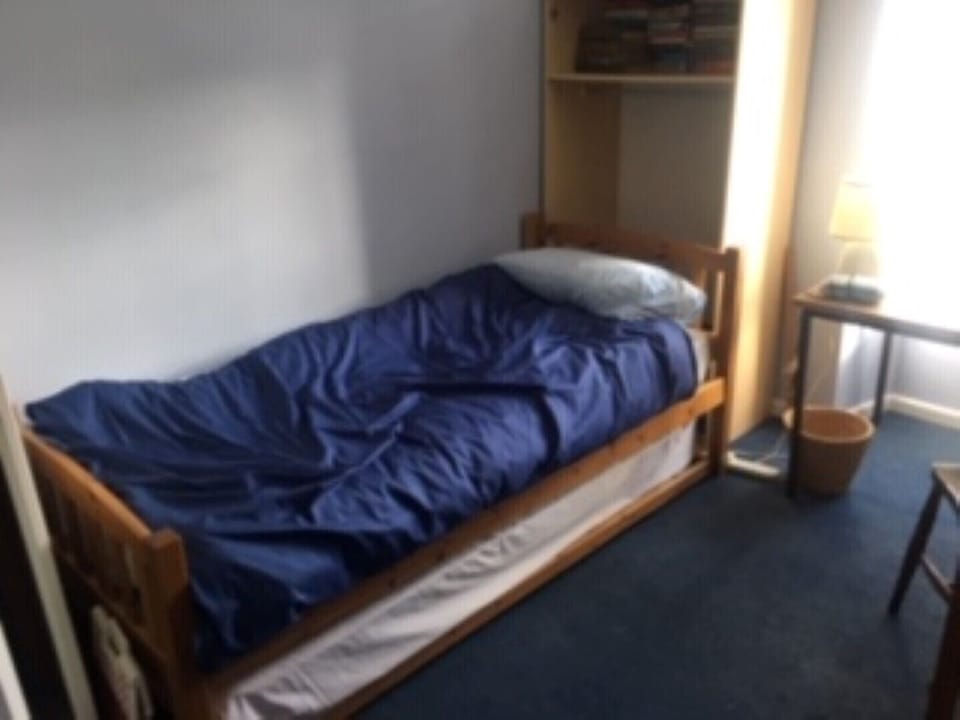Single room with pullout single bed below main bed