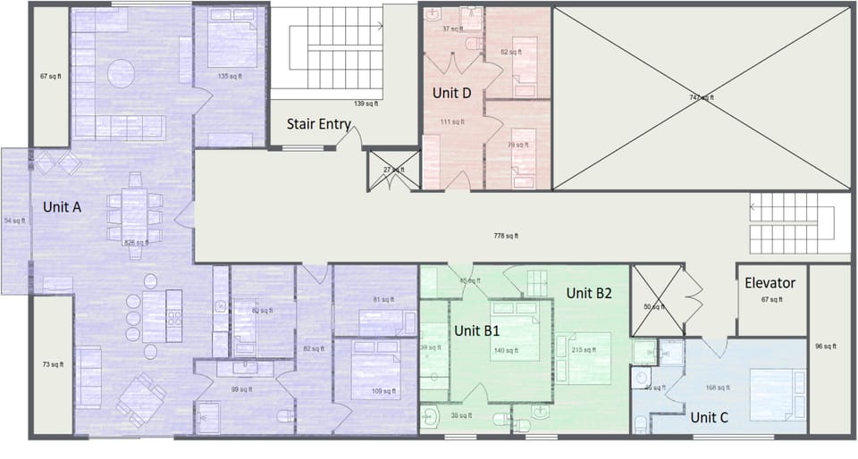Layout of the entire loft rentals