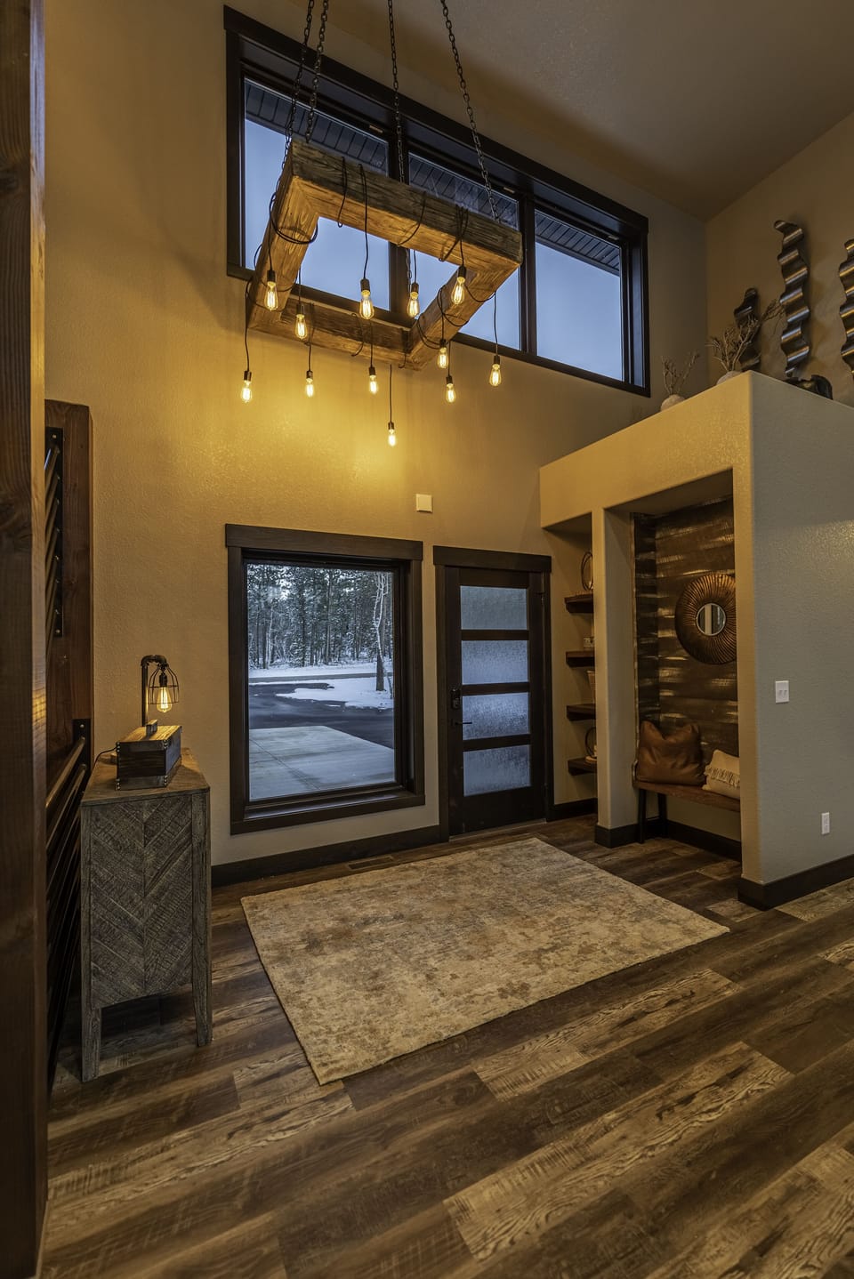 Front door leading into the main floor great room. A half bath is just off this entryway.