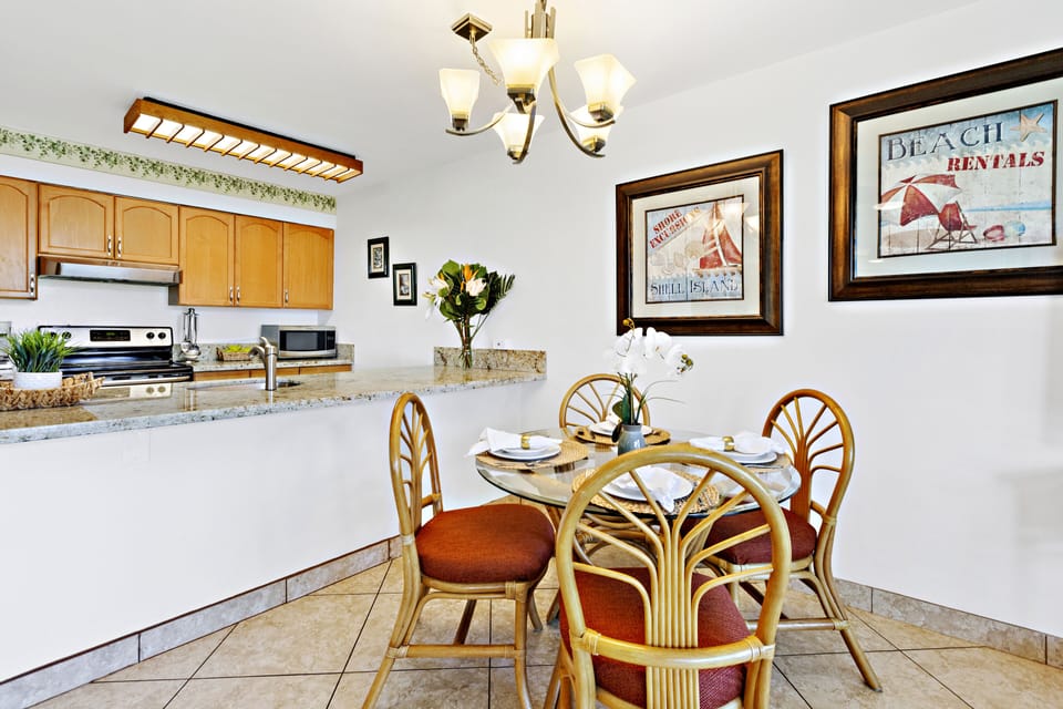 Dine al fresco or at this indoor dining table for 4