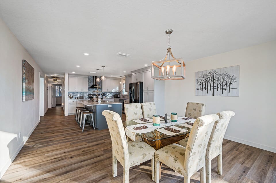 Dining room to open, newly renovated kitchen. All new appliances & cookware! 
