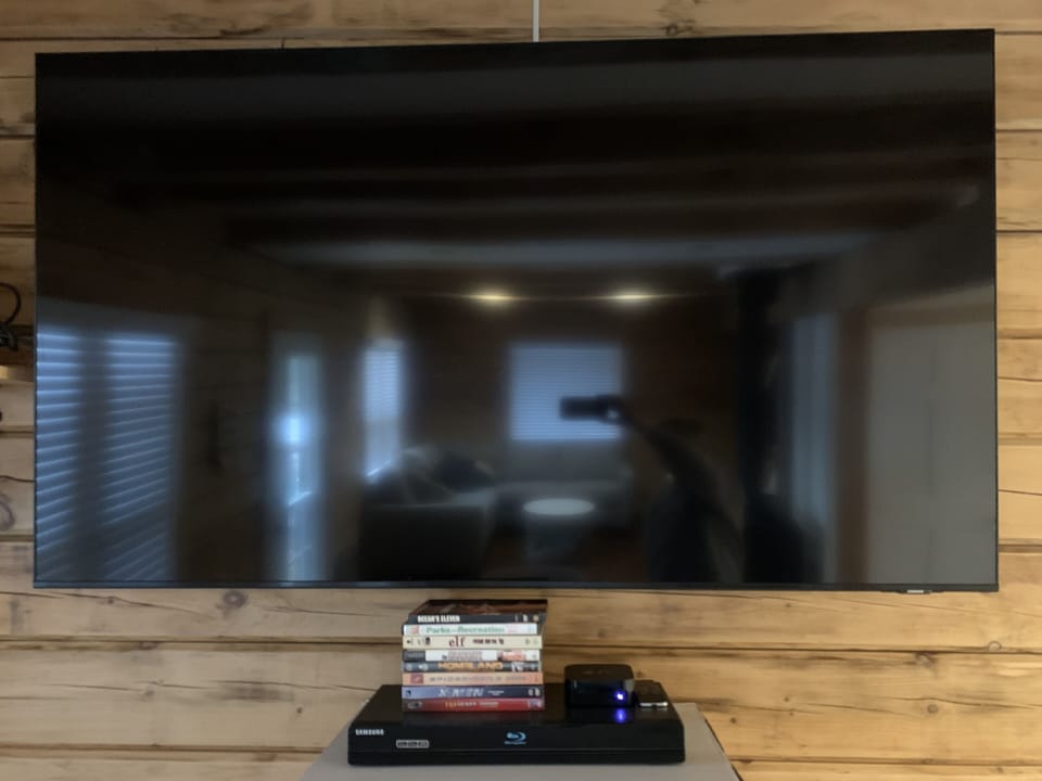large smart tv with BlueRay DVD player