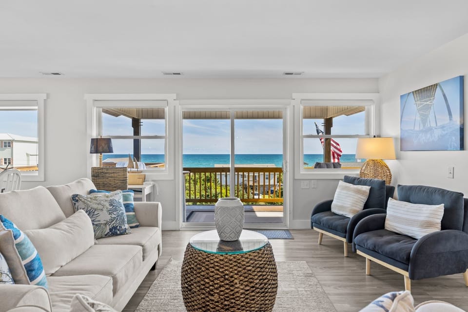 Ocean Views from Every Angle - Relax in this bright & cozy Living Room.