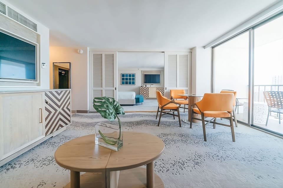 Gather in the spacious lounge, then drift out to the balcony.