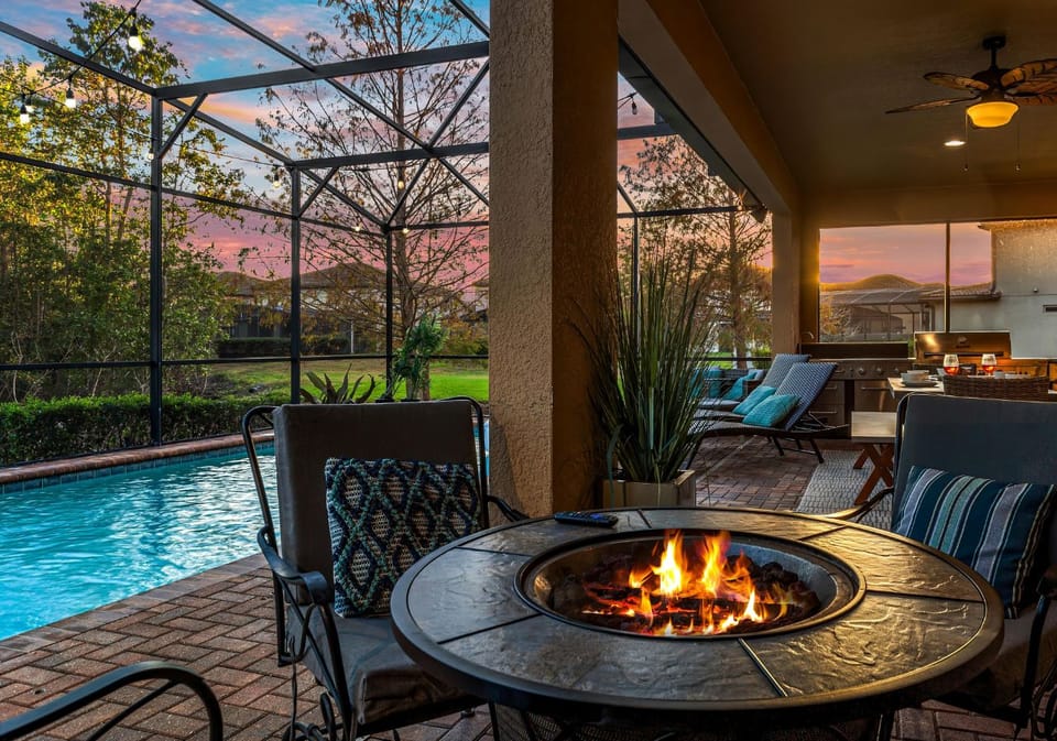 Gather around the fire pit and watch an outdoor movie!