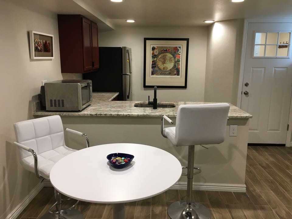 Work or eat at the counter or table