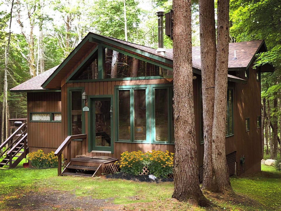 It's a quiet cabin with 3 acres of woods but close access to main roads.