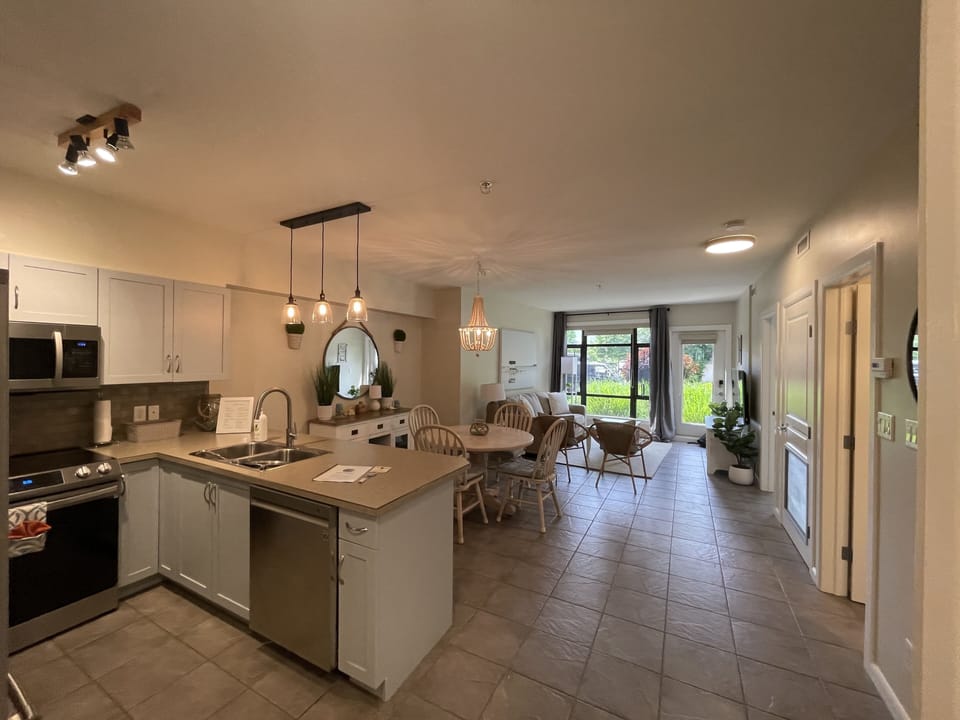 View of Kitchen & living space from entryway 