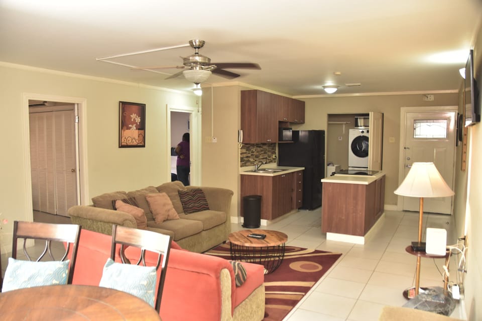 living room looking into kitchen