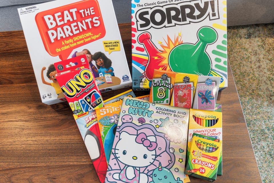 Living Room - Board Games, Card Games, and Coloring Books