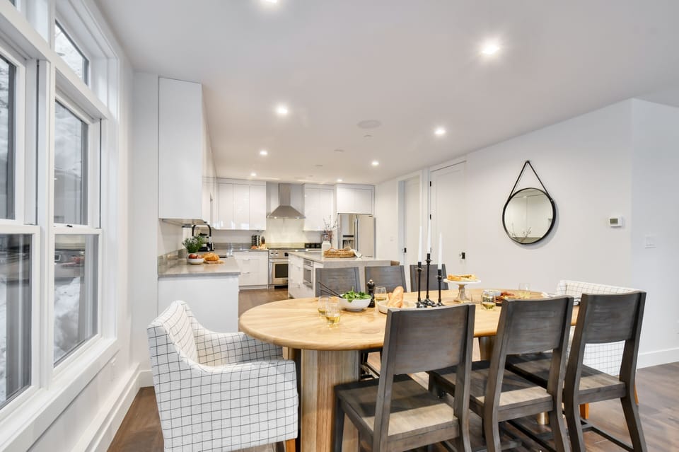Indoor dining area seats 8.