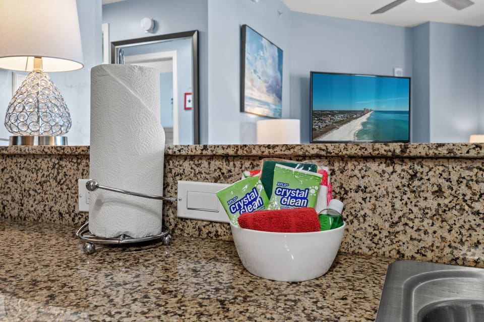 Granite Kitchen counters in this upscale 2 Full Bedroom Unit. 