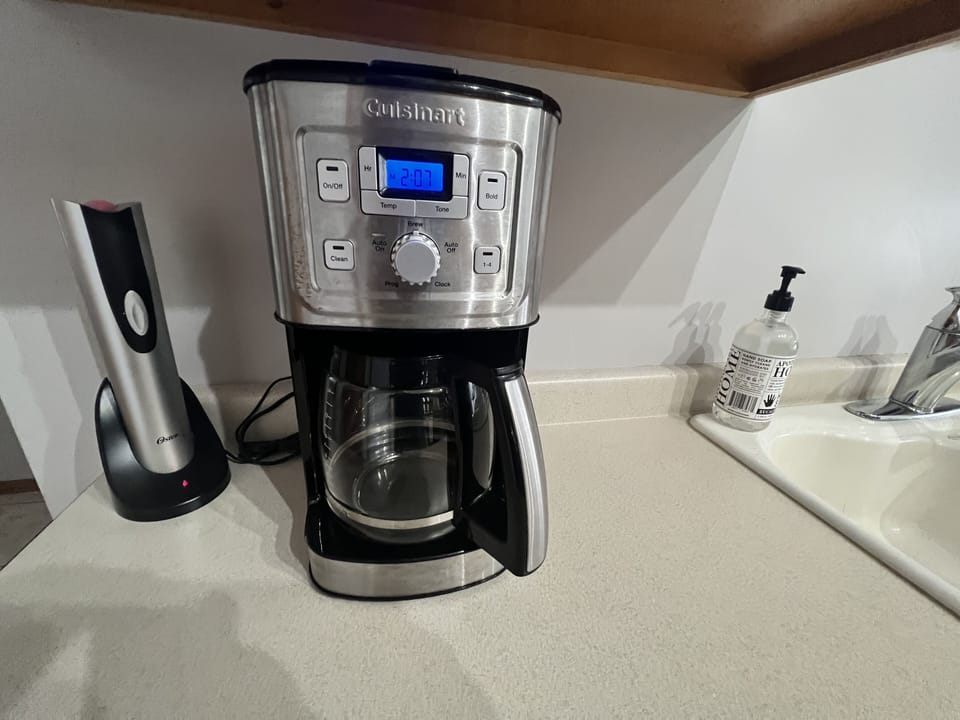 Coffee, non-dairy creamer, sweatner, filters provided.