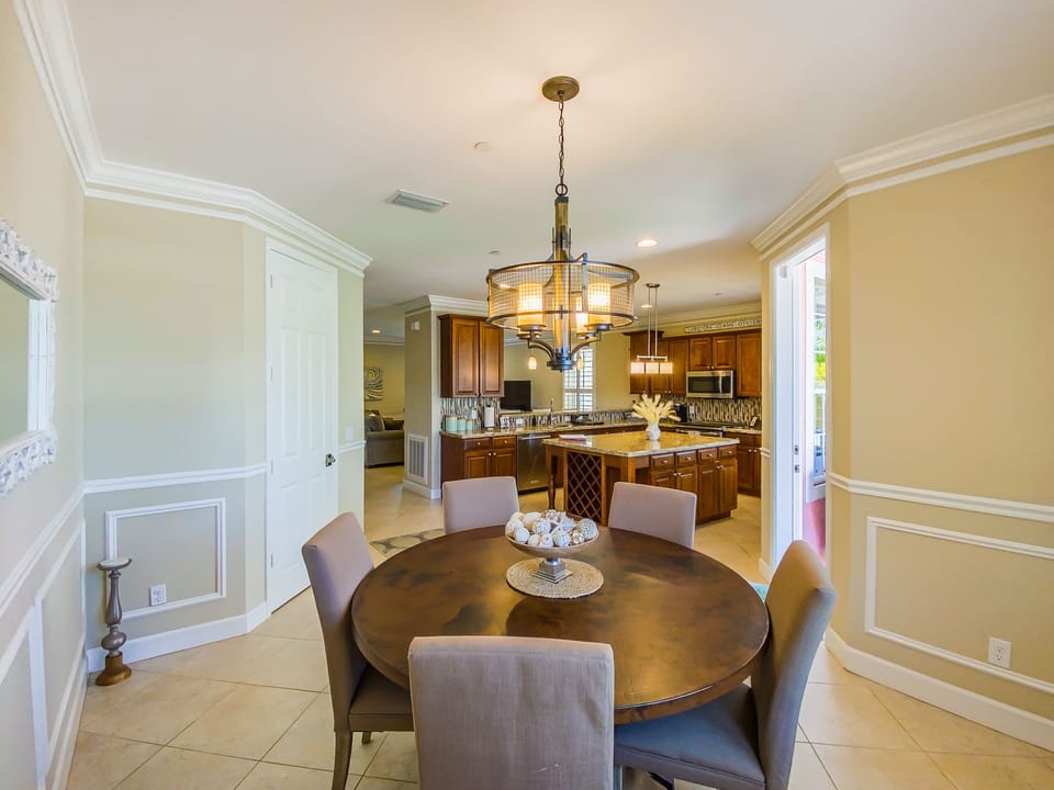 Enjoy a meal in the dining room on the copper table that seats 6
