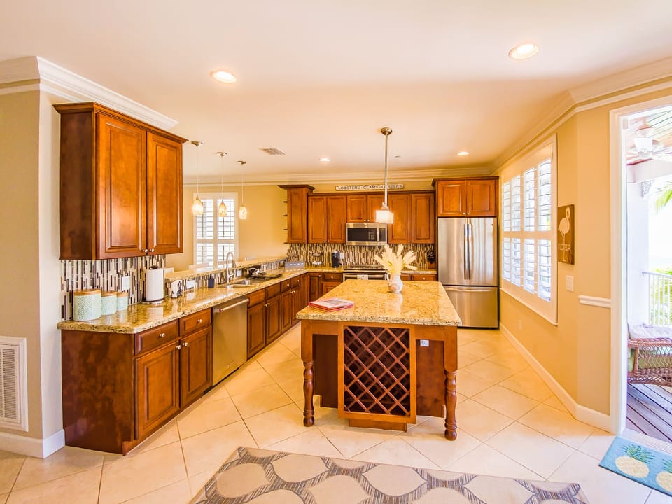 This beautiful kitchen is fully stocked for a couple or a family.