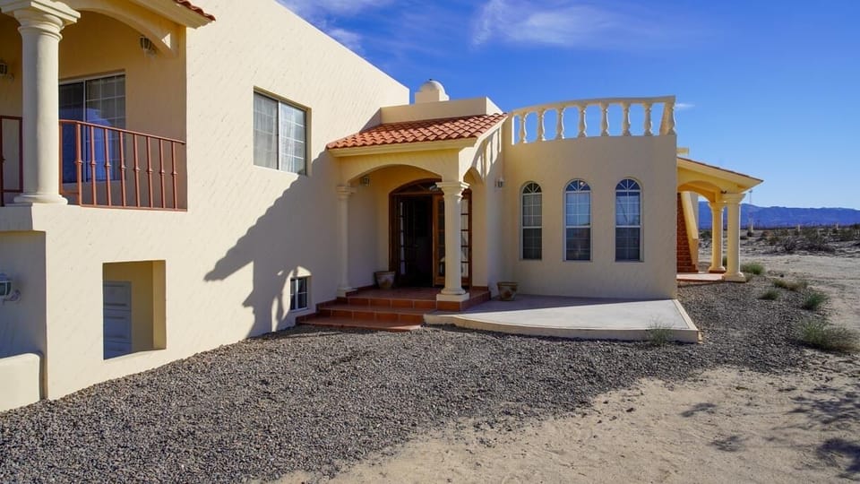 See the welcoming front of Casa La Vida Dulce in El Dorado Ranch San Felipe Baja California Mexico — entrance and curb appeal.