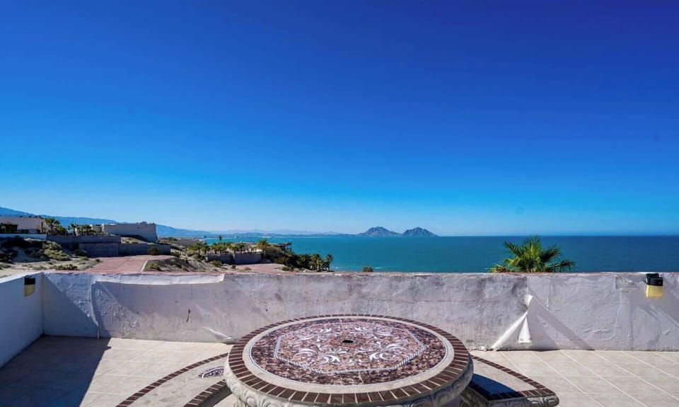 Enjoy ocean breezes on the terrace at Casa Julieta in San Felipe — direct beach views from above.