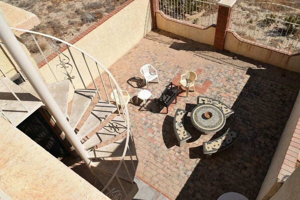 See the patio below from the rooftop deck at Casa Rubio del Mar in San Felipe BC Mexico — a unique perspective of your outdoor space.